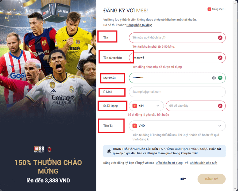 Đăng ký m88 – Hướng dẫn đầy đủ các thao tác thực hiện