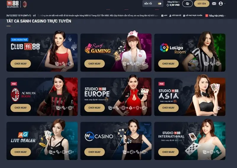 Các tựa game casino online M88 hot nhất hiện nay